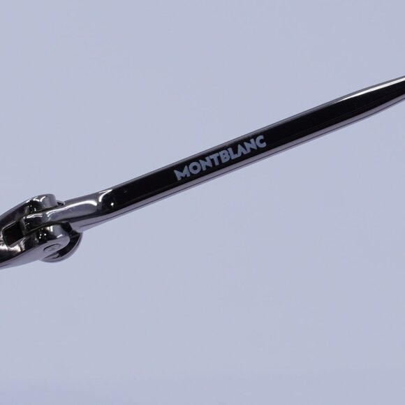 Montblanc MB0189S 005 Sunglasses Grey Square Frame, Green Lenses - Picture 8 of 11